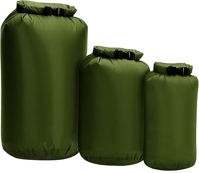 Waterproof Dry Bag 8L/40L/70L, 3-Pack Dry Sack, Lightweight Outdoor Dry Bags Travel Duffel Bags Roll Top Sack for Kayaking, Boating, Swimming, Camping, Hiking, Fishing Green