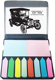 Caja de marcadores de página de color negro con patrón mecánico de coches clásicos