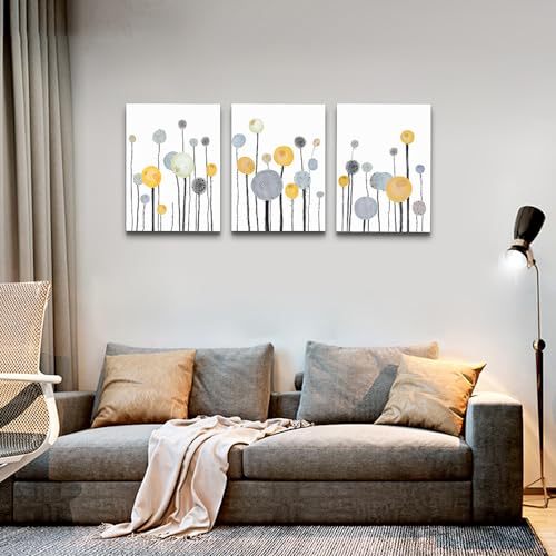 DZRWUBHS Canvas Wall Art For Living Room Bedroom Wall Decor Kitchen Decorations Abstract Dandelion Flowers Watercolor Paintings Modern Office Wall Pictures Prints Artwork Room Home Decor 3 Pieces