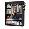 UDEAR Armoire Toile Armoire Vêtements Rangement Organisateur Penderie de vêtement Pliable Noir