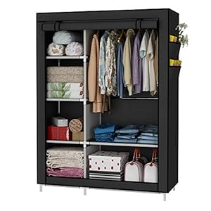 UDEAR Armoire Toile Armoire Vêtements Rangement Organisateur Penderie de vêtement Pliable Noir