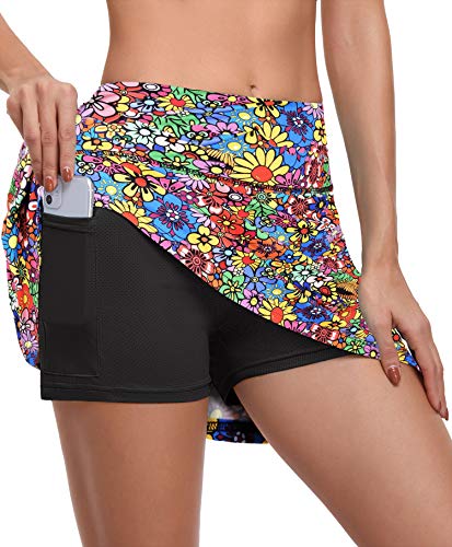 Chihco Women's Athletic Skirt Skort With Pockets Summer Pleated Golf Skort Casual High Waisted Tennis Workout Running Pickleball 90S Printed Skirt Xx-Large #TOP2