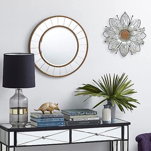 GIFTME 5 Galvanized Rustic Flower Wall Art Decor with Rope Center Accent Floral Wall Decor-1pc