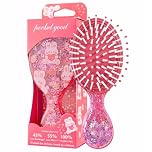 Bmeigo Kids Hair Brush, Detangle Hairbrush Cute Cartoon Pattern Glitter Transparent Handle Massage Gentle Detangling for Thick Curly Straight Hair, Girl Daily & Women Travel Use (Pink)