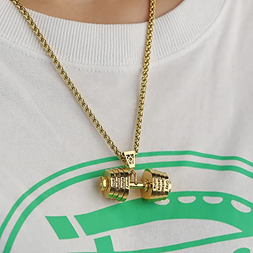 JINLIN Personalized Name Necklace Dumbbell Charm Barbell Necklace Engraved Names Stainless Steel Fitness Weights Sports Pendants Jewelry for Men3