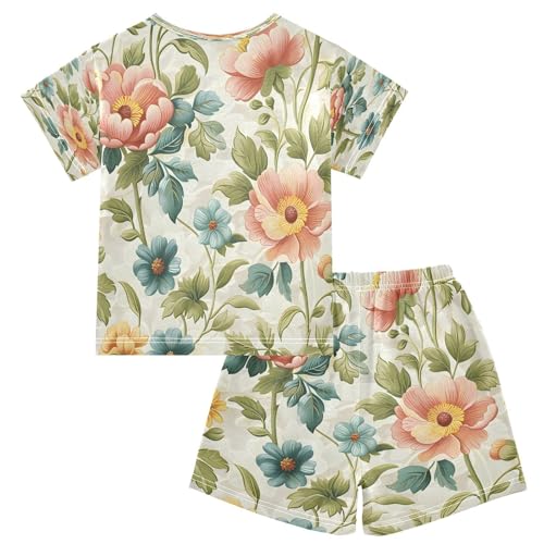 senya Short Sleeve Pajamas Sets Summer Cotton Sleepwear Retro Wallpaper2