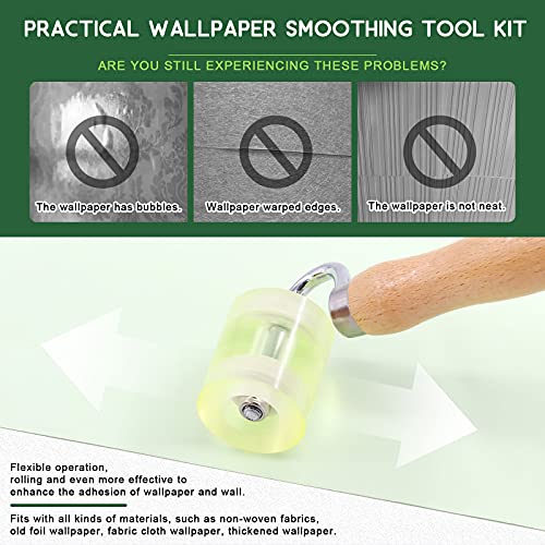 Keadic 15 Pcs Wallpaper Smoothing Tool Kit Include Seam Roller, Knife With 9 Replacement Blades, Plastic Squeegees, Measure Tape And Gloves, Wall Paper Tool Kit For Contact Paper Adhesive Vinyl #TOP2