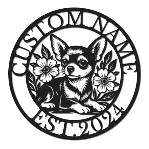 Personalized Chihuahua Metal Wall Art - Custom Name Dog Sign