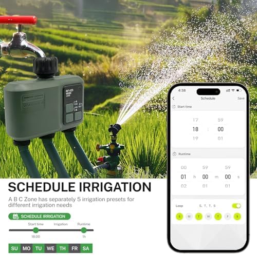 Bild 4 - Bewässerungscomputer WLAN 3 Ausgänge mit 500M RF 433 Technologie, Smart Zeitschaltuhr Bewässerung mit APP, Alexa Sprachsteuerung, 6 Bewässerungsplänen, Automatische Bewässerungsuhr für Garten