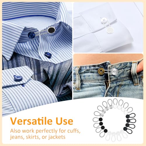 Image of 20 Pcs 5 Styles Collar Extenders for Mens Shirts, Elastic Neck Extenders /Button Extender for Dress Shirts, Tie, Suit Accessories Men for 1 /2 Size Expansion of Men Dress Shirts