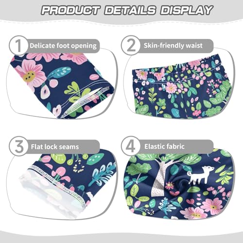 Flower Leaf Tree White Dog Girls Casual Leggings for Kids Printed Long Pant Bottoms Stretch and Soft3