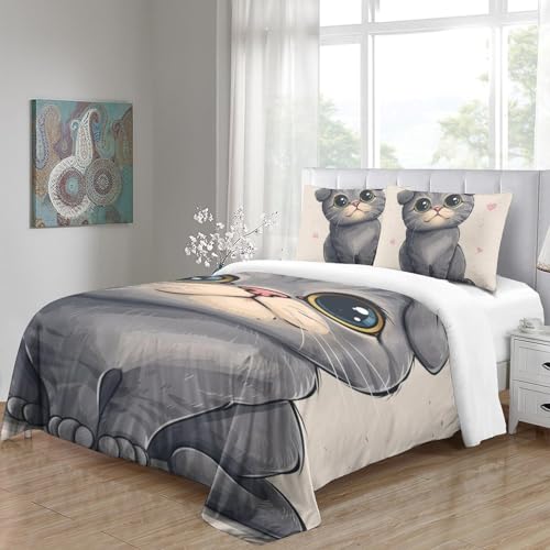 Housse de couette chat American Shorthair 3D le cadeau idéal pour lit simple d'enfant et ado