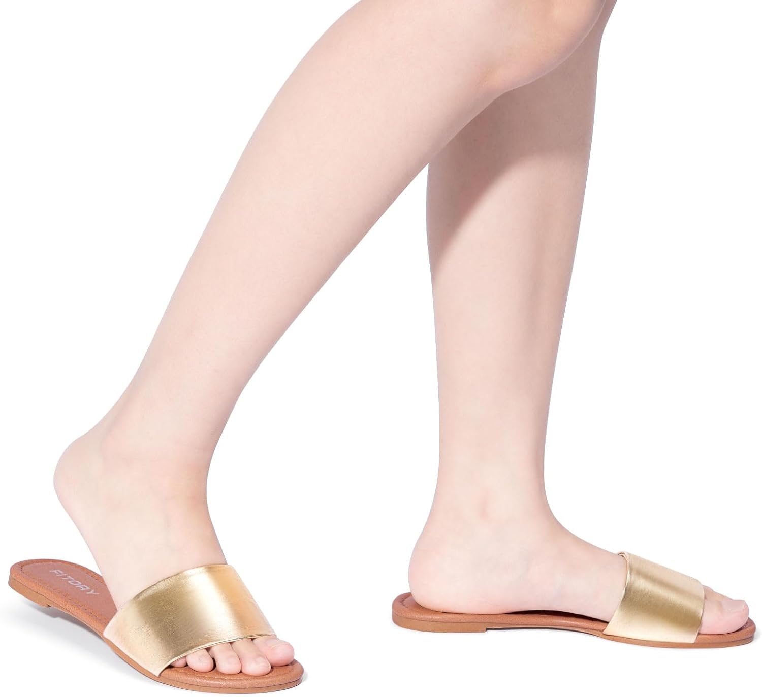 FITORY Women's Slide Sandals Fashion Round Toe With Classic Single Strap Slippers for Beach Size Size 6-11