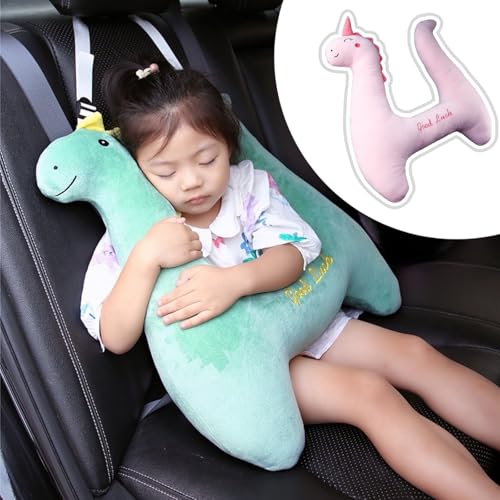 Japado Cute Cartoon Travel Pillow for Carseat Soft Neck Pillow for Head and Body Support Seatbelt Pillow (Pink)