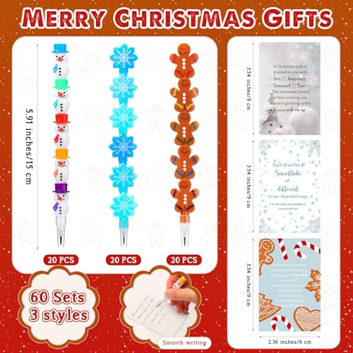 Set 60 lápices navideños apilables con tarjetas miniatura 2