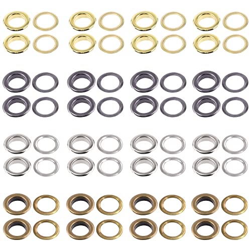 Swpeet 64Pcs, 32Sets 1" (25mm) Hole 4 Colors Grommets Thicken Metal Grommets Eyelets Grommet Kit