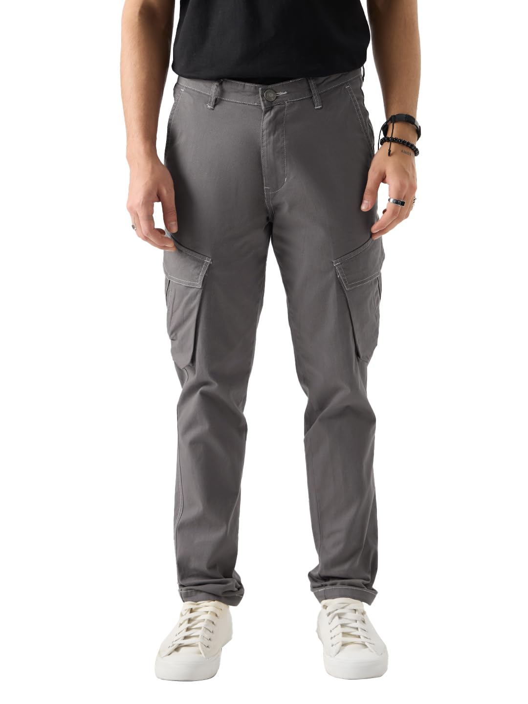 Buy The Souled Store Men Solids Light Grey Men Cargo Pants Pants
