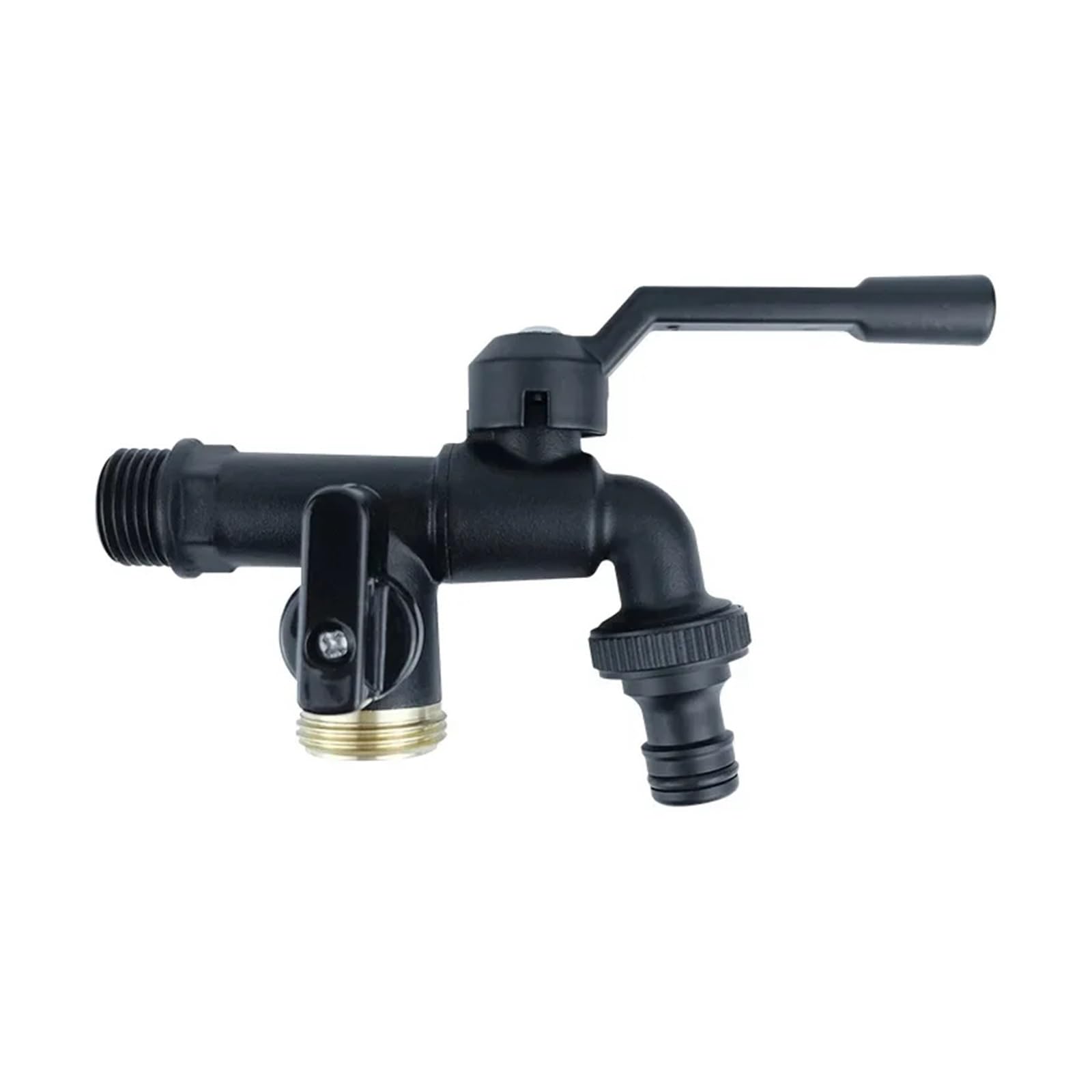 Grifo exterior, Manguera de pared latón negro con doble salida for lavadora 3/4 pulgadas(DN20 Double outlet)