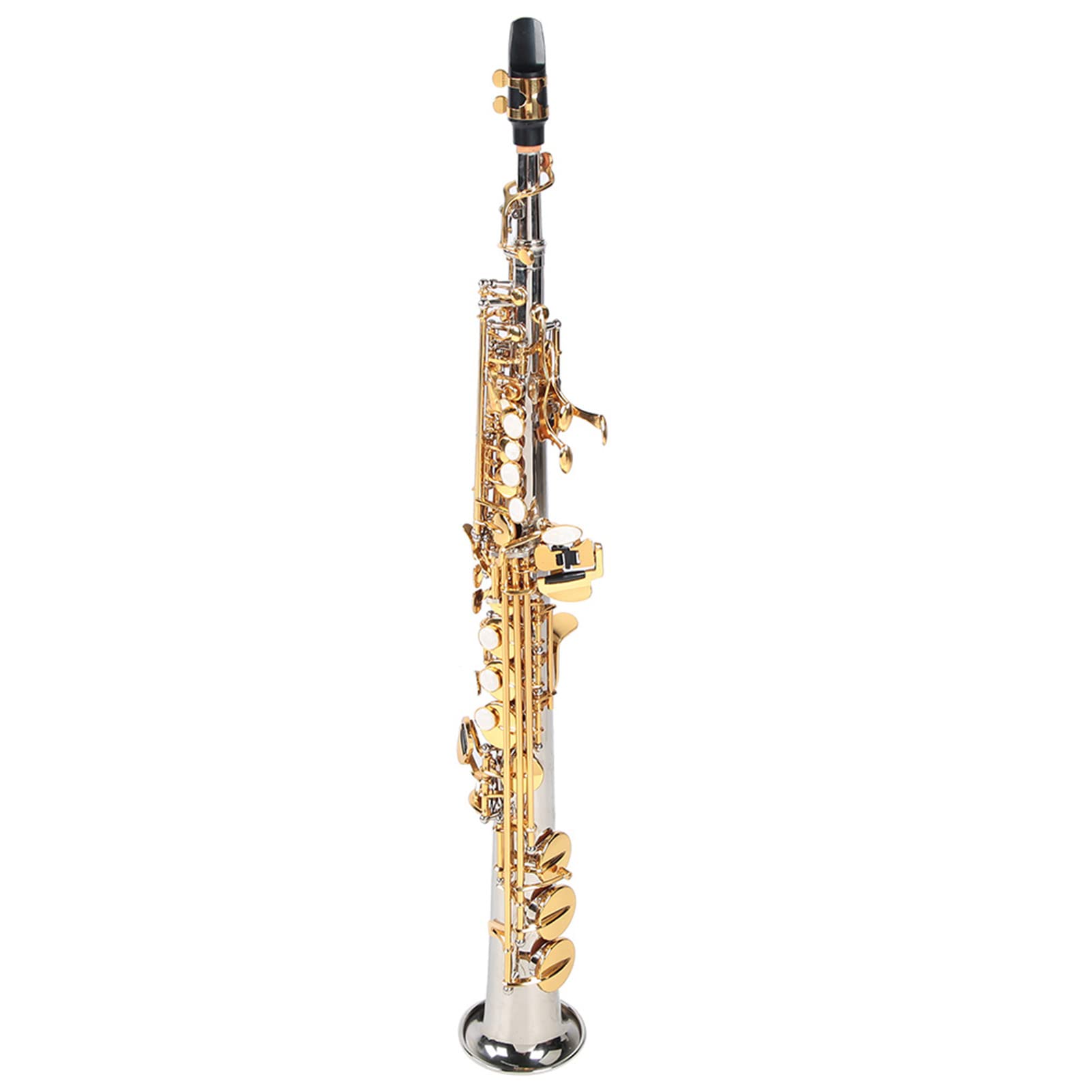 Generic Saxofón Recto Soprano Profesional de Latón, Saxofón con Llave Dorada con Hermoso Sonido para Rendimiento Profesional y Uso Doméstico