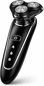 Barbeador Elétrico Masculino Profissional 3 Cabeças Rotativas 360°, Recarregável Sem Fio, Aparador de Precisão, Corte Rente Sem Irritação, Portátil Bivolt para Rosto e Pescoço