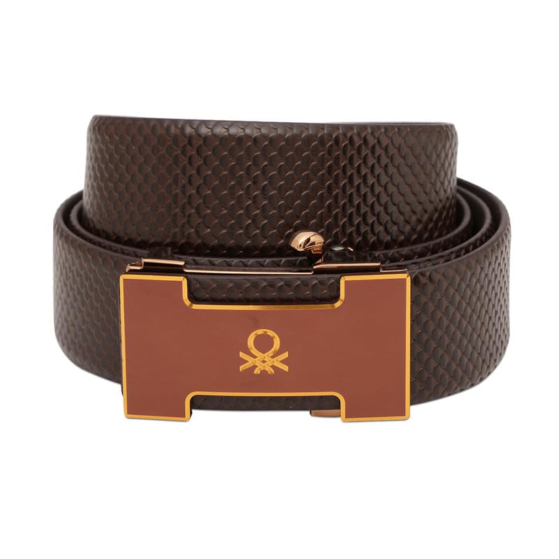 united colors of benetton Men's Leather Belt Kaltag | Auto-Lock Formal Belt - Snake Embossed | Ideal for Gifting-picture-18