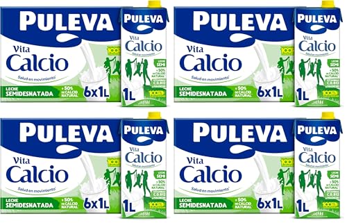 Puleva Vita Calcio Semidesnatada, 6 x 1L (Paquete de 4)