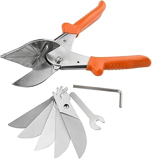 WMYCONGCONG Multi Angle Miter Shear Cutter Cuts 45 to 135 Degree Miter Snips Cutting Tool for Small Miter Jobs DIY w/ 5 Replacement Blades and Spanner