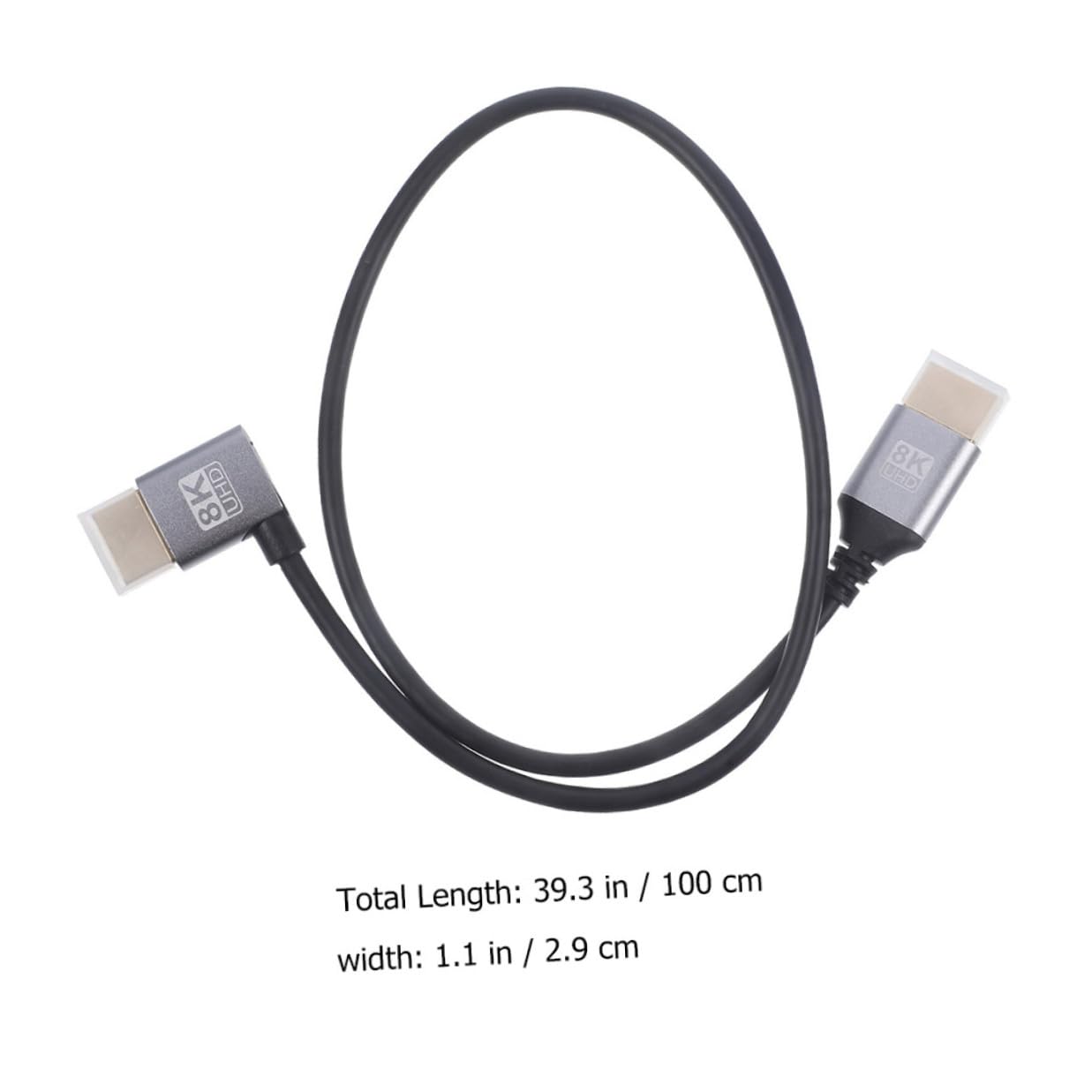 8k High Speed Video Cable Male to Male 1 Meter Left Bent Connector for Computer, Monitor, and Tv Accessories