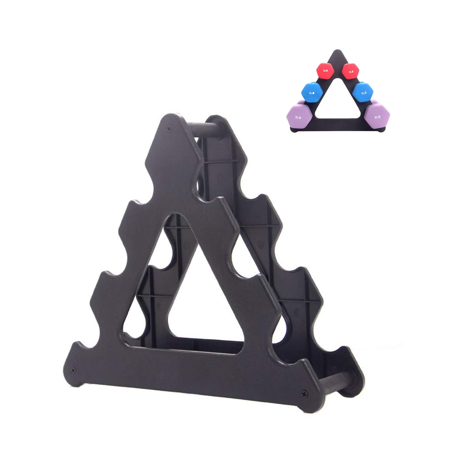 Arabest Compact Dumbbell Rack, 3 Tier Compact Dumbbell Holder, Exercise Weight Rack for Dumbbells, Dumbbell Weight Stand for Home Gym Workouts Office Fitness Max Load 30 lbs (Without Dumbbells)