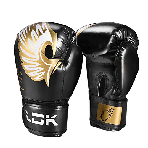 Gants de boxe 10 Oz noirs pour entraînement de kickboxing et sac de frappe