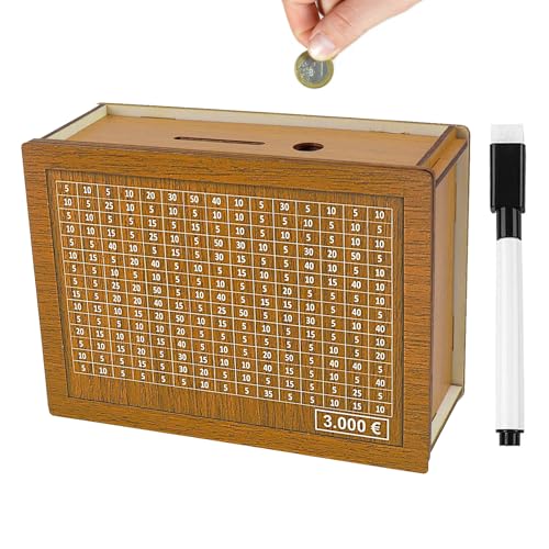 KokoroKassa® Salvadanaio Giapponese in Legno | Obiettivo €3000 | Per Bambini e Adulti | Con Penna | Sfida Divertente e Ludica | Facile Montaggio | Risparmio Denaro | OriginalCorner®