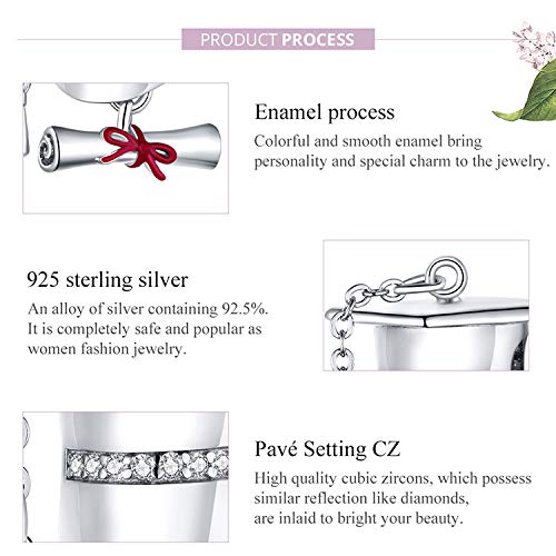 Graduation Charms For Pandora Bracelets Sterling Silver Friendship Charm Enamel Schoolbag Charms Trophy Dangle Charms Graduation (Cap Beads Charms) #TOP3