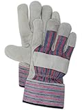 MAGID DuraMaster TB727IE Leather Gloves with Cow Split Palm, 12 Pairs, Size Large, Gray