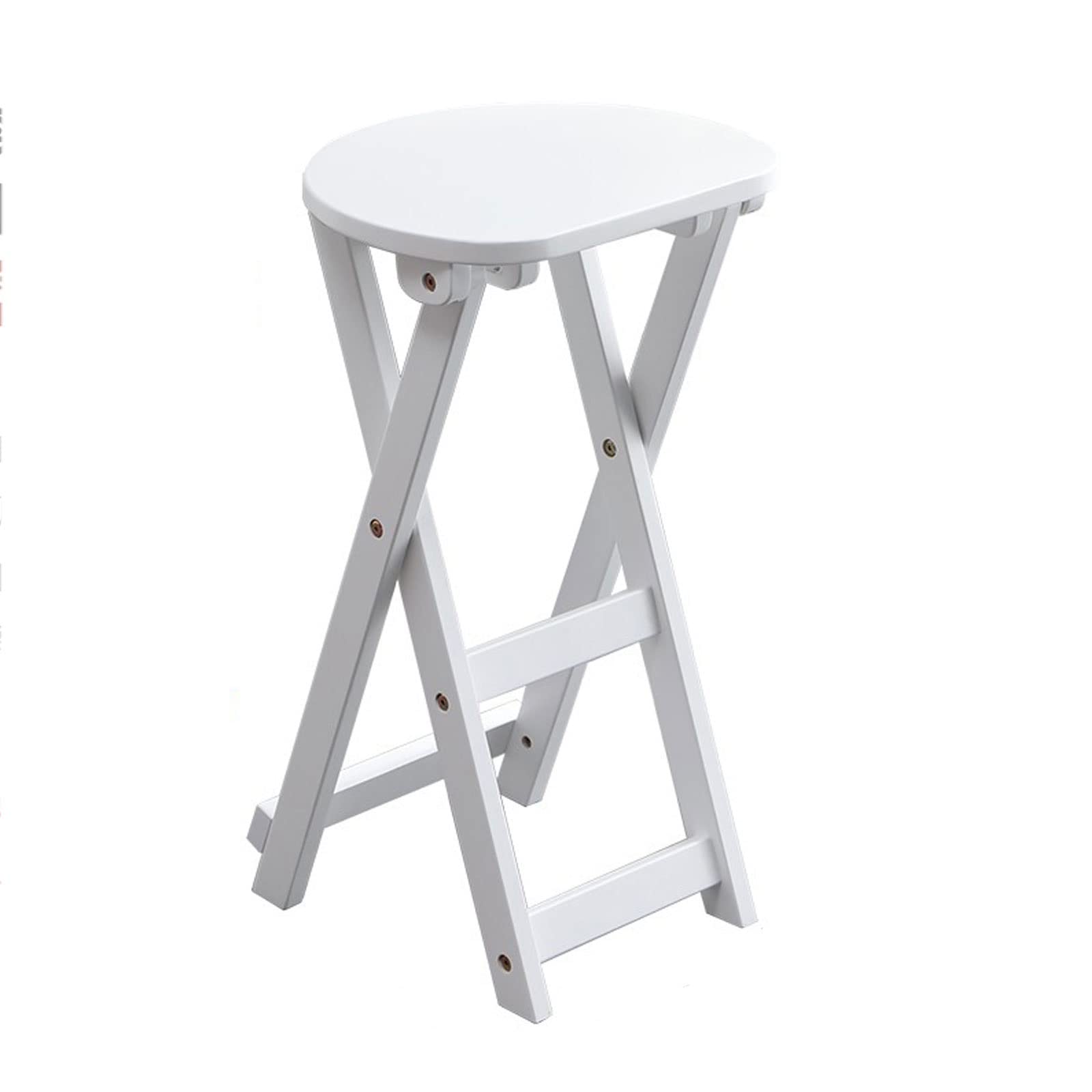 GTHTUHFD Stools To Sit On Folding - Kitchen Chairs Folding Bars, Stool Solid Wood Folding Stool Seat Diameter 36Cm Lightweight And Portable Seat Height 43Cm And 62Cm,White-62cm