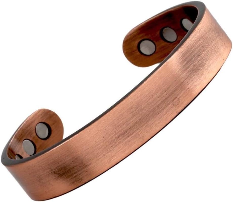 Pure Copper Plain Magnetic Heavyweight Cuff Bracelet for Men, with 8 Magnets 3500 Gauss