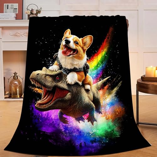 Corgi Blanket Funny Corgi Dinosaur Throw Blanket Gifts for Corgi Lovers Girls Women Kids Boys Adults Men Super Soft Cozy Plush Fluffy Fuzzy Fleece Blanket Home Decor 40''X50''