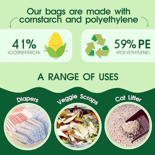 Image of Pet N Pet 800 Counts Unscented Dog Poop Bags Rolls with Tie Handles, 41% Plant Based & 59% PE Poop Bags for Dogs, Extra-Thick Doggie Poo Bag, Pet Waste Bag