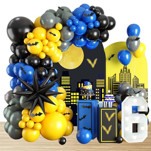 Ruhoup Kit de Guirlande d'Arche de Ballons Bat Fête d'Anniversaire - 135 Pièces - Ballons en Aluminium et Latex - Décorations de Fête Thème Anniversaire