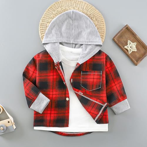 Beessbest Baby Toddler Boys Long Sleeve Jacket Flannel Buffalo Plaid Shirts Button Down Jacket Top Outfit Fall Winter Clothes2