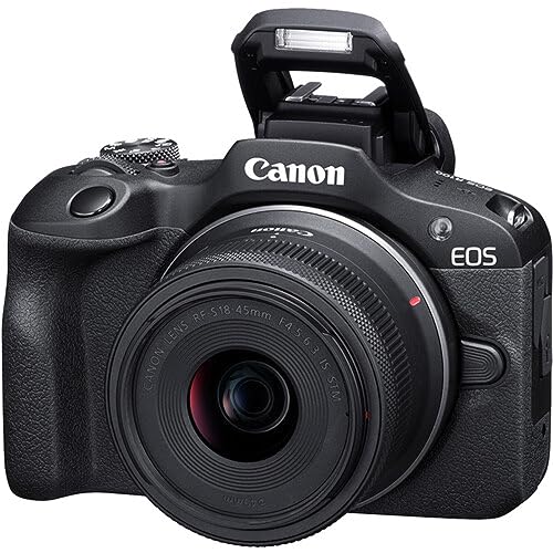 Canon EOS R100 Mirrorless Camera with RF-S18-45mm F4.5-6.3 IS STM Lens Kit, 24.1 Megapixel CMOS (APS-C) Sensor, 4K Video, RF Mount | Black Bundled with 64GB Memory Card & Camera Shoulder Bag (3 Items)
