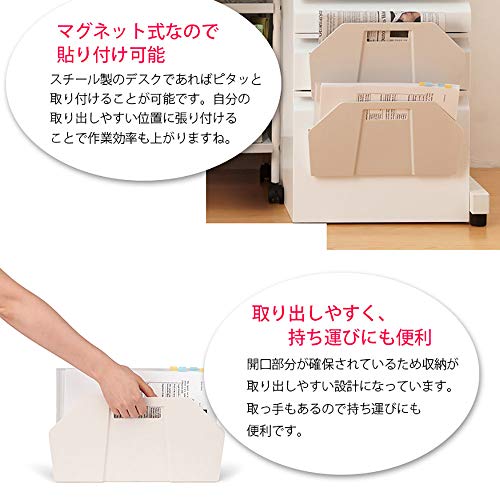 天馬 収納ラック フィッツワーク 書類分別マグネットポケット 2個入 カプチーノ 約34×7×18cm [5]