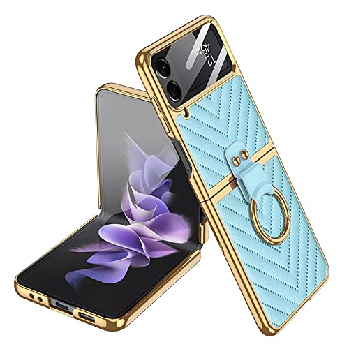 Housse cuir Samsung Galaxy Z Flip 4 5G coque antichoc bleu protection objectif