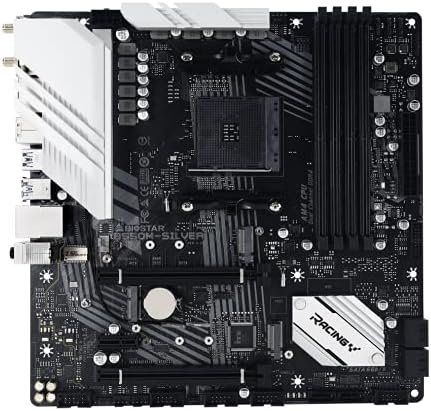 Angled view of the Biostar Racing B550M-Silver motherboard