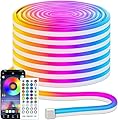 CCILAND 50ft LED Neon Rope Lights, Music Sync with Remote APP Control RGB Neon LED Strip Lights with Multiple Modes IP68 Waterproof Flexible for Gaming Bedroom Room Outdoor Indoor Decor