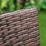 Outsunny 2 Pieces Outdoor PE Rattan Dining Chairs Set with Cushion, Garden Armchair with Armrests, High Backrest, Metal Frame Patio Wicker Furniture, Mixed Brown - Image 8