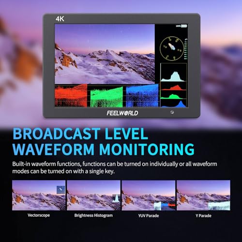FEELWORLD T7 7 Inch DSLR On Camera Field Monitor Video Assist Full HD 1920x1200 4K HDMI Input Output with Peaking Focus Rugged Aluminum Housing