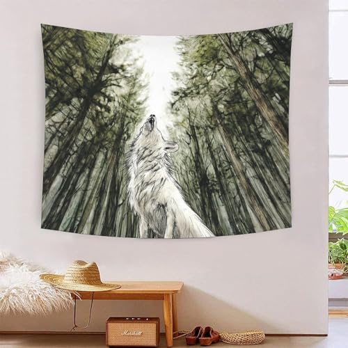 Couverture murale loup pour relooker une chambre à coucher adulte