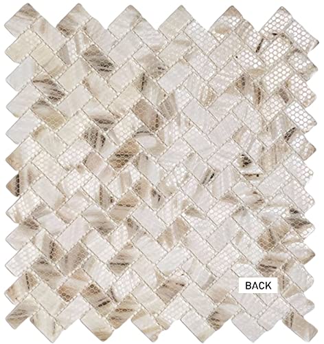 Genuine Mother Of Pearl Oyster Herringbone Shell Mosaic Tile For Kitchen Backsplashes, Bathroom Walls, Spas, Pools (Full Sheet) #TOP2