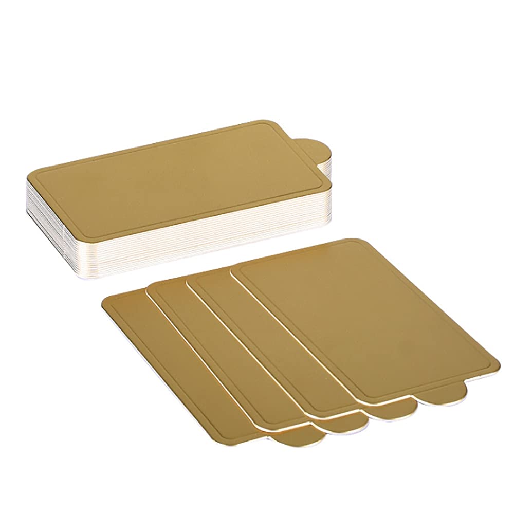 Bandejas Decorativas Bases Para Tartas De Cartón - 100 Unidades (Rectangulares, Doradas) Bandejas Para Servir Comida