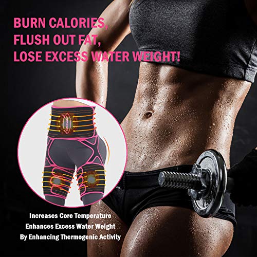 Yanovate 3-In-1 Waist Trainer Belt, Women Thigh Butt Lifter Sweat Trimmer Band Plus Size Black #TOP4